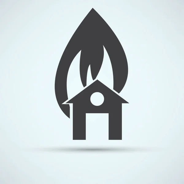 Avertissement incendie, icône de prudence — Image vectorielle