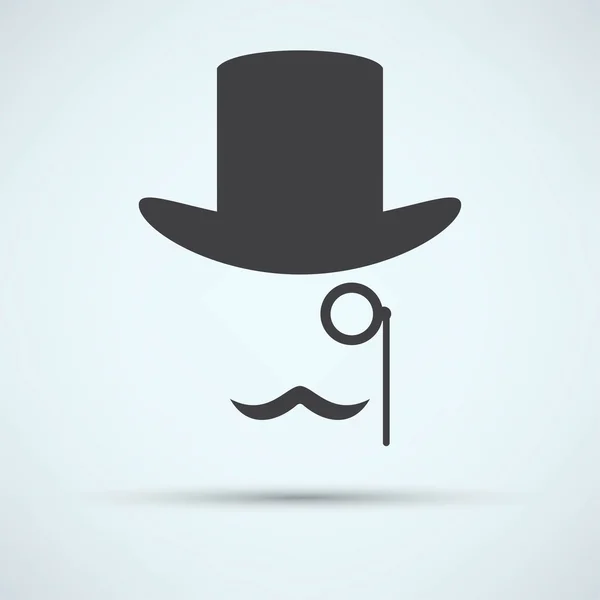 Chapéu Bowler e bigode — Vetor de Stock