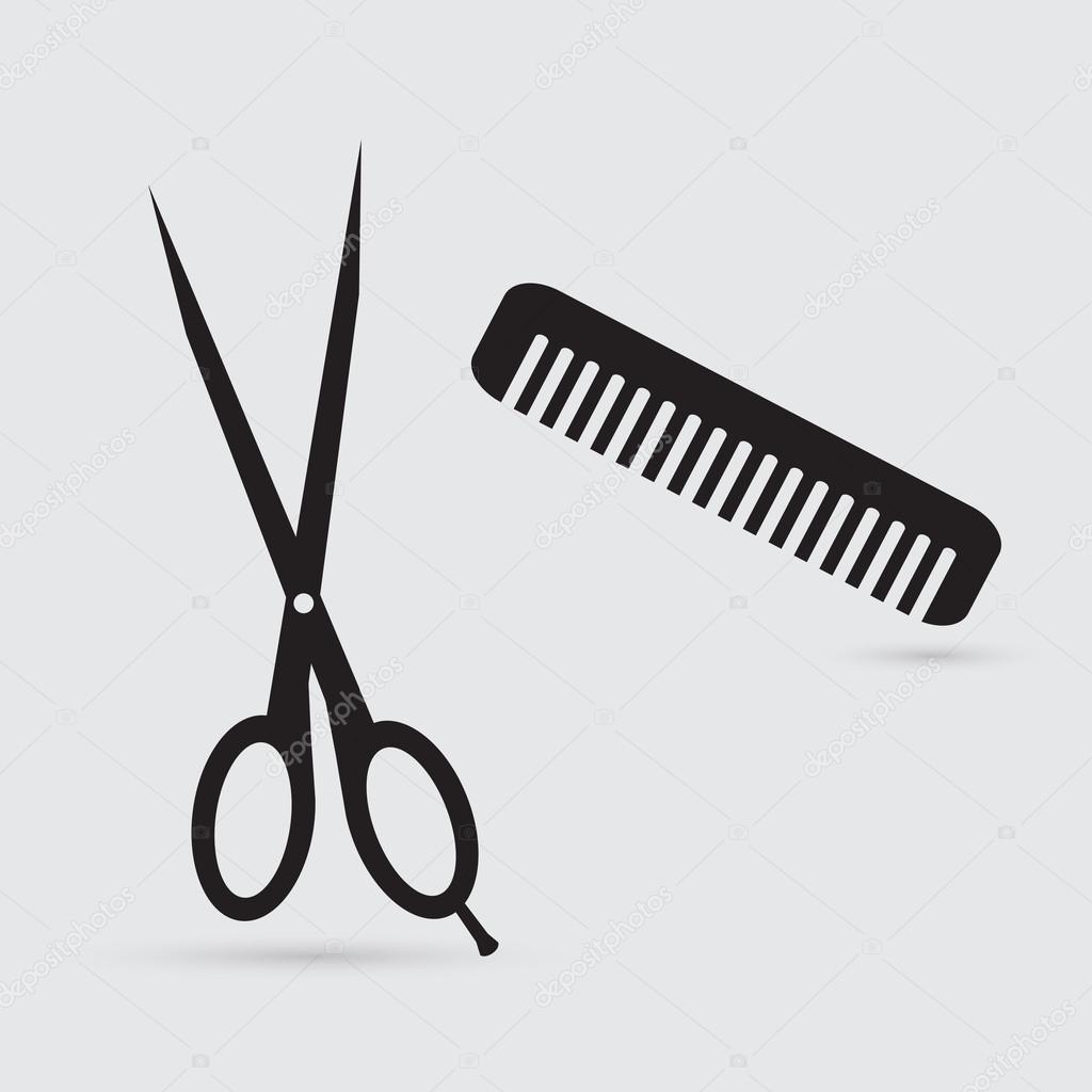 Scissors and comb icon