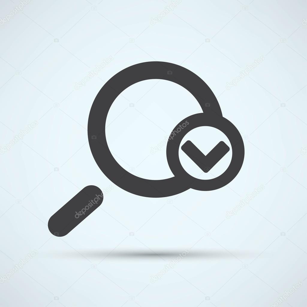 Magnifying glass, checkmark icon