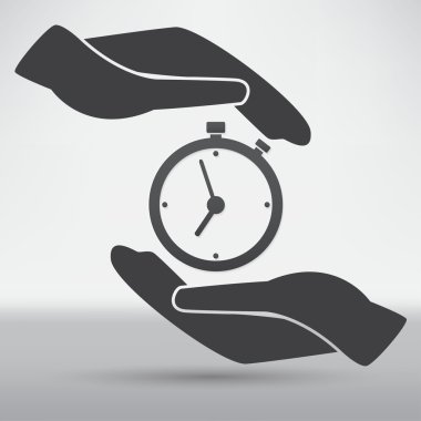 Alarm clock in hands icon