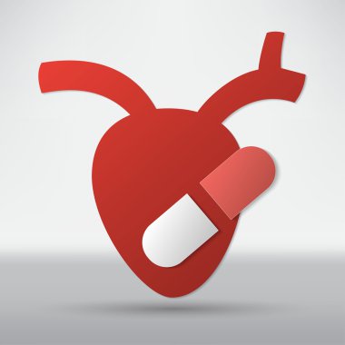 insan kalp ve pill simgesi