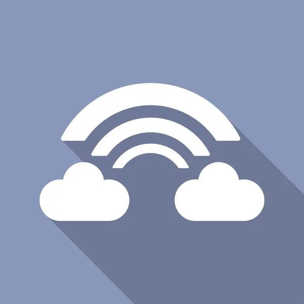 Wireless, wifi, ícone de nuvem com uma sombra longa — Vetor de Stock