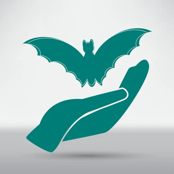Bat in hand, Halloween icon — Διανυσματικό Αρχείο