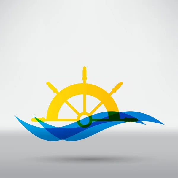 Yacht, travel in sea icon — Stock Vector