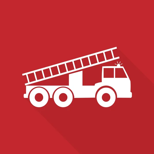 Hasičské auto truck ikonu s dlouhý stín — Stockový vektor