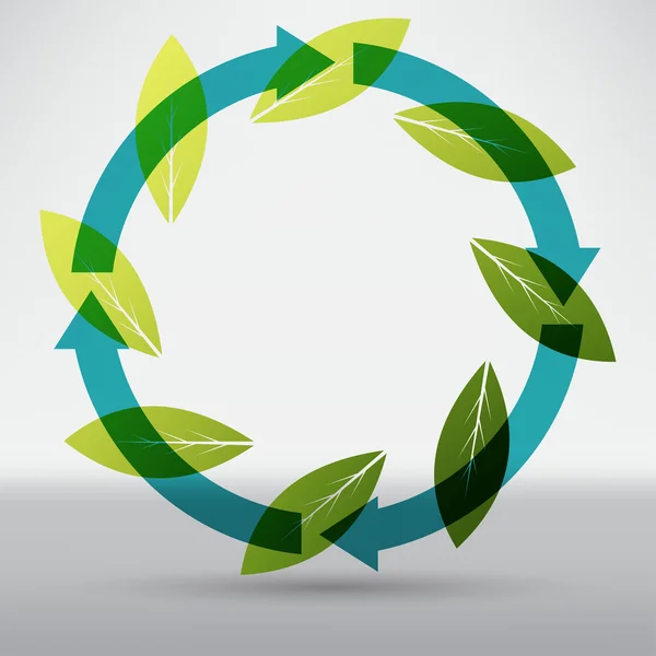 Leaves with arrows, recycle icon — Stok Vektör