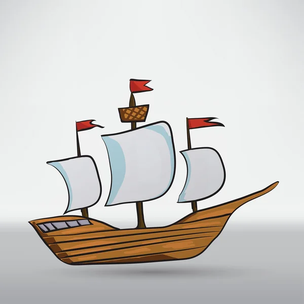 Segelschiff. Cartoon-Ikone — Stockvektor