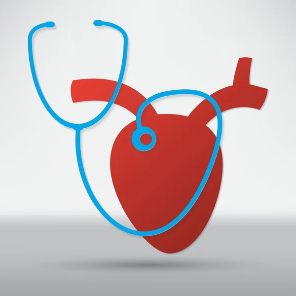 Corazón, estetoscopio, icono de la medicina — Vector de stock