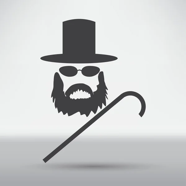 Homem com barba, ícone de cavalheiro — Vetor de Stock