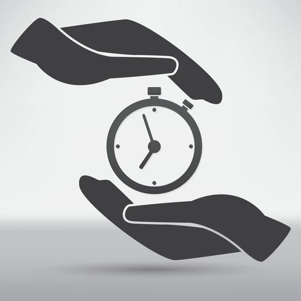 Alarm clock in hands icon — ストックベクタ