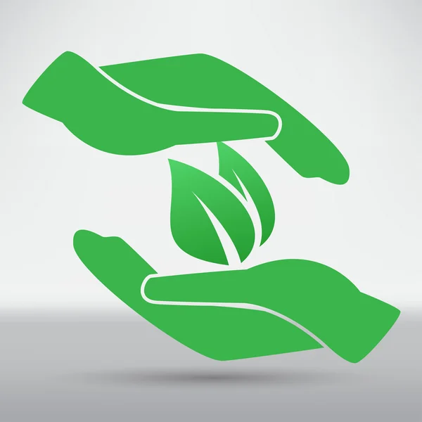 Hands and plant icon — Stock Vector