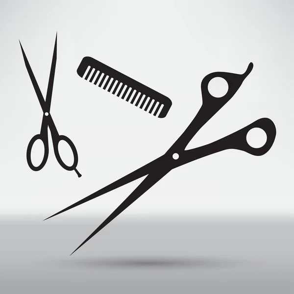 Schere, Kamm, Friseur-Symbol — Stockvektor