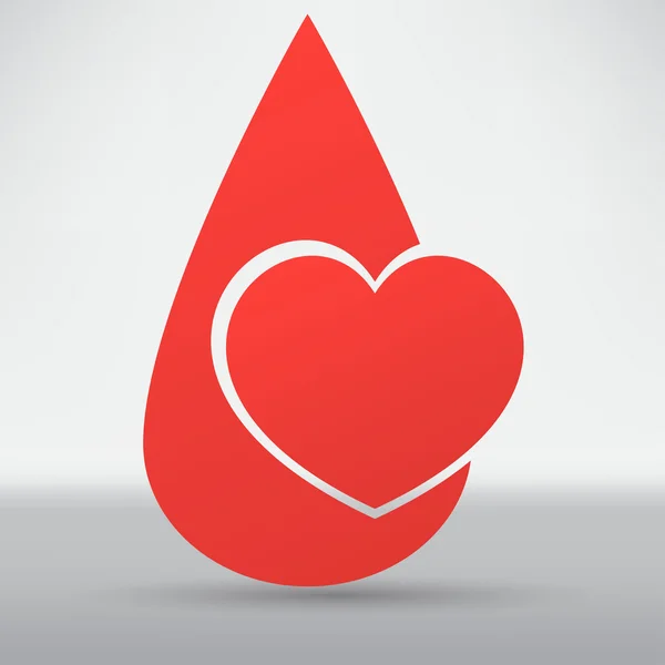 Cuore umano e icona del sangue — Vettoriale Stock