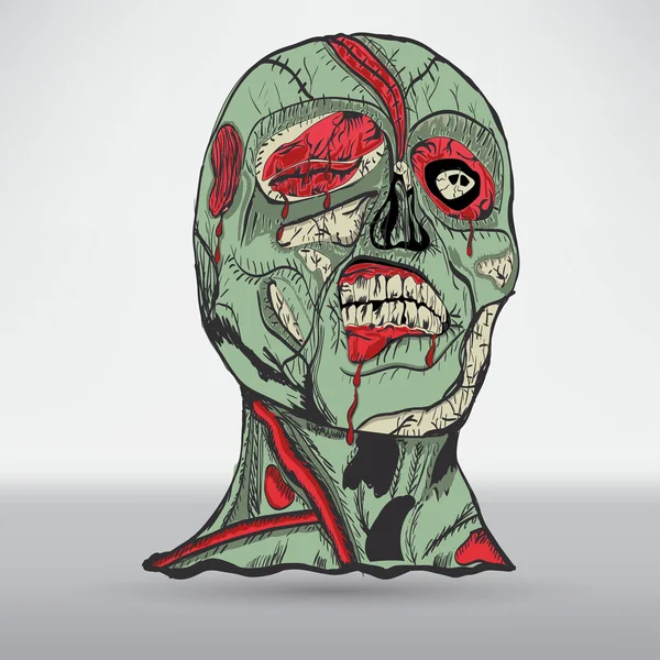 Cabeza de Zombie con símbolo cerebral — Vector de stock