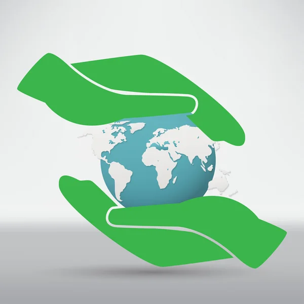 Hands holding   earth icon — Stock Vector
