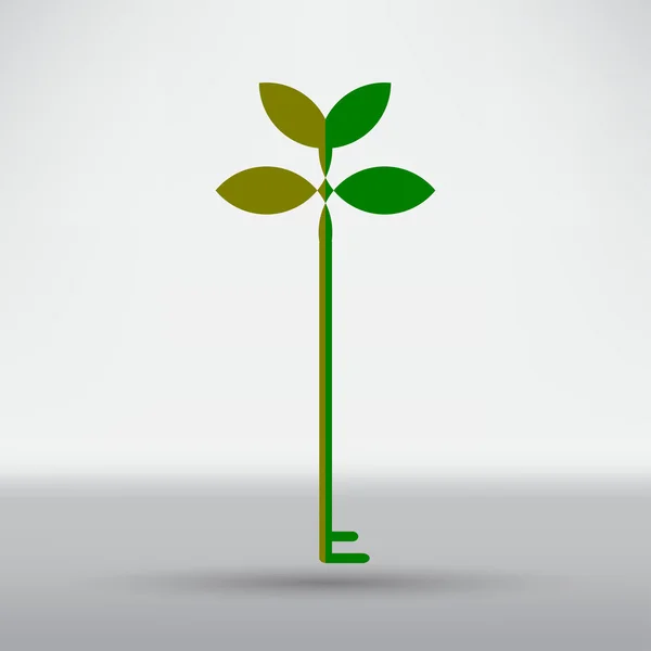 Green eco key icon — Stock Vector