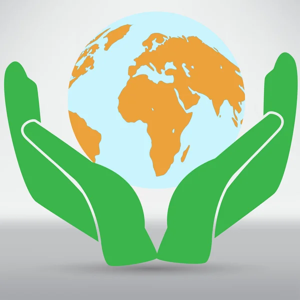 Hands holding earth, world icon — Stok Vektör