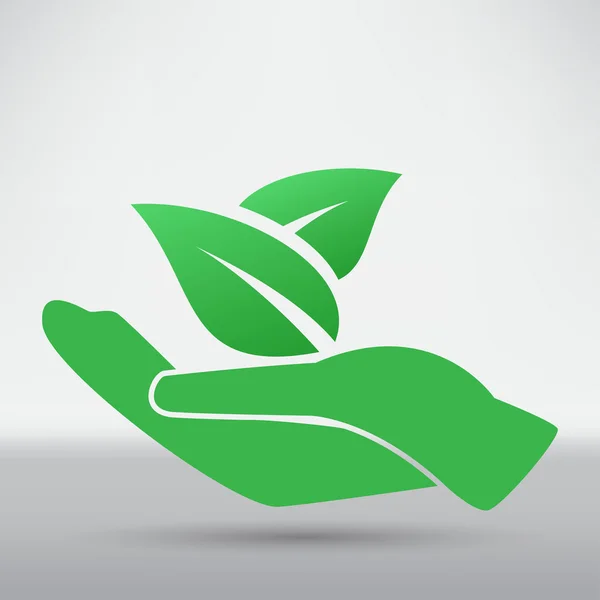 Eco icon. hand with leaf — Stok Vektör