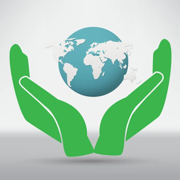 Hands holding earth, world icon — Stock Vector