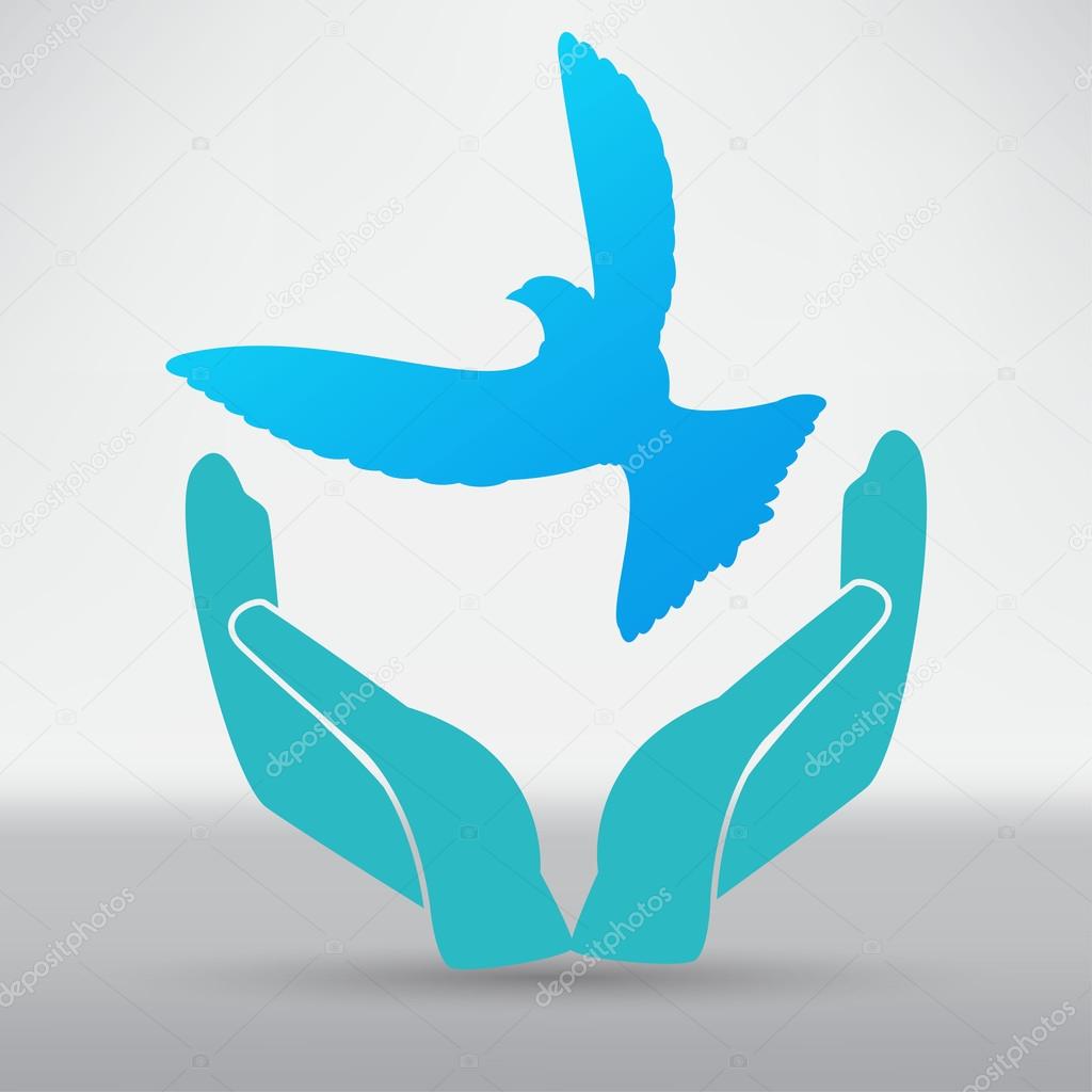 dove in hands symbol