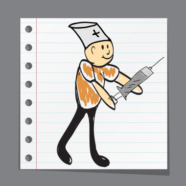 çizgi film doktor şırınga ile