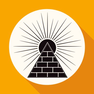 Icon of Pyramid with sun sign clipart