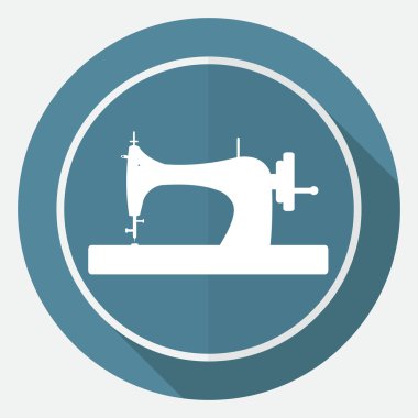 Simge dikiş makinesi beyaz daire