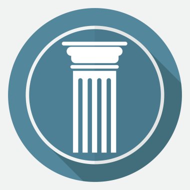 Simgesi antik sütun üzerinde beyaz bir daire