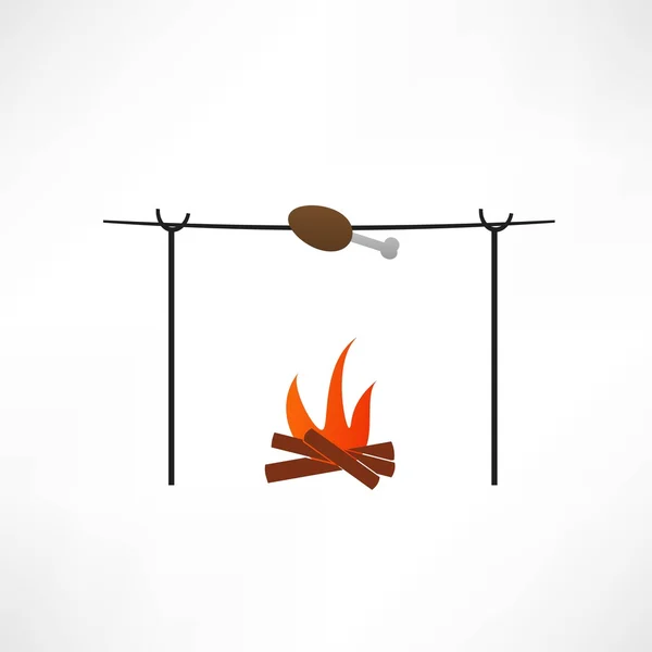 Carne in fiamme, icona del barbecue — Vettoriale Stock