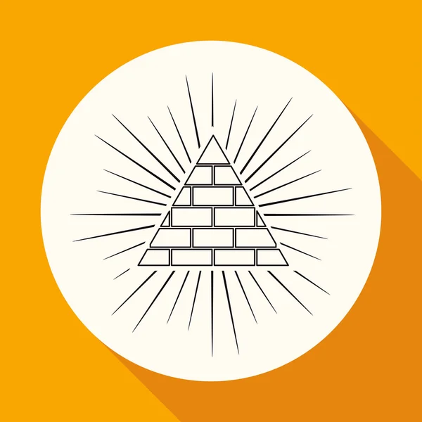 Ícone da pirâmide e do sol — Vetor de Stock