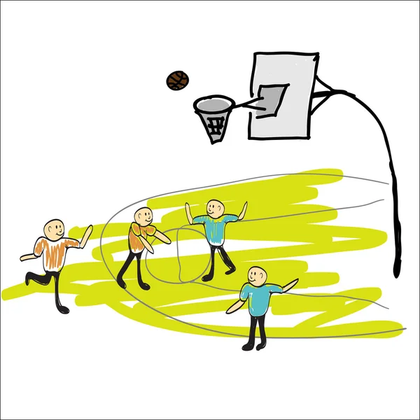 Karikatury lidí hraje basketbal — Stockový vektor