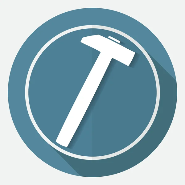 Icono martillo y clavo en círculo blanco — Vector de stock