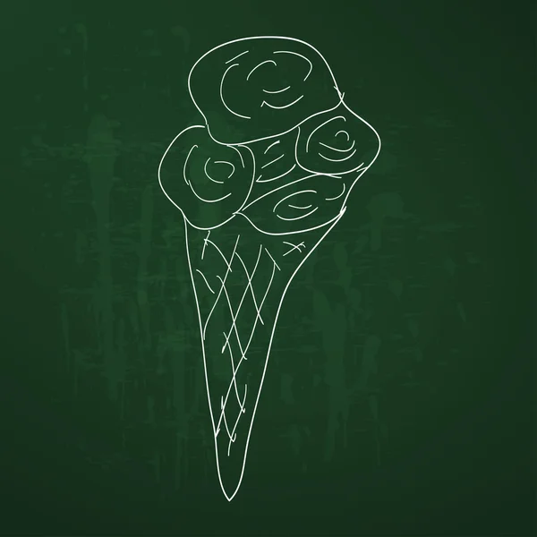 Skica ilustrace - kužel zmrzliny — Stockový vektor
