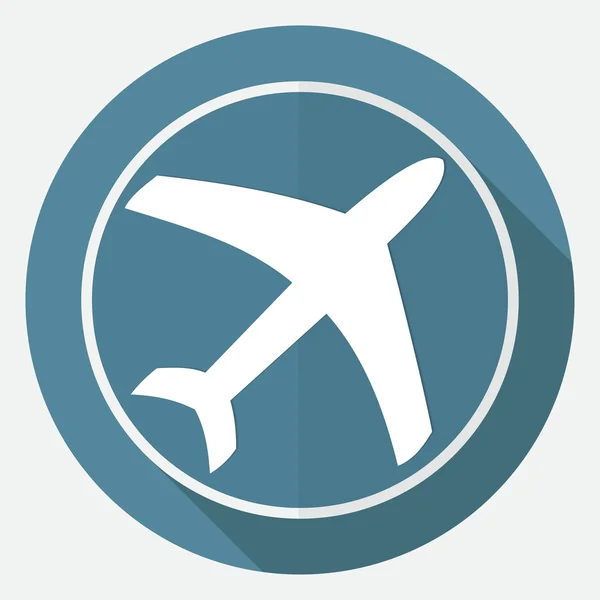 Avião ícone no círculo branco — Vetor de Stock