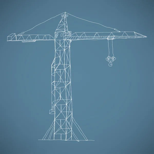 Crane trabajando. Estilo Doodle — Vector de stock