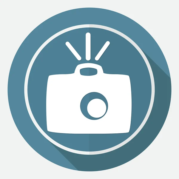 Icono de la cámara en círculo blanco — Vector de stock