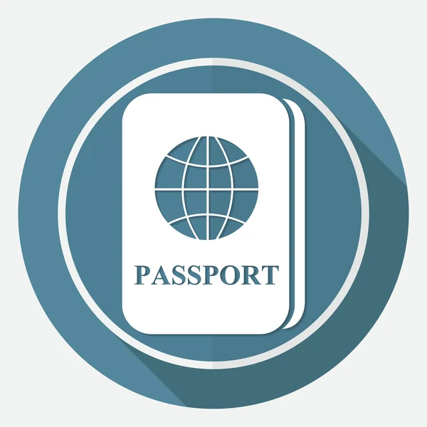 Passport simgesini beyaz daire — Stok Vektör