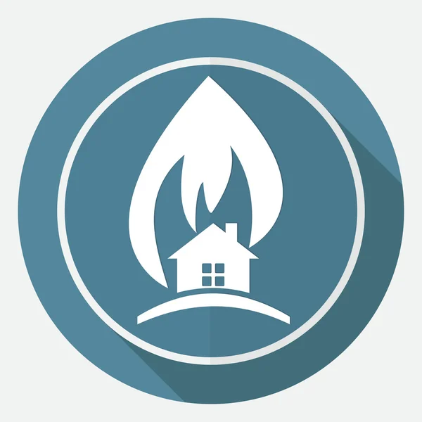 Icono de advertencia de fuego en círculo blanco — Vector de stock