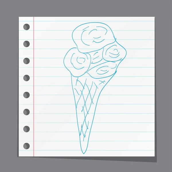 Эскиз иллюстрации - рожок мороженого — стоковый вектор
