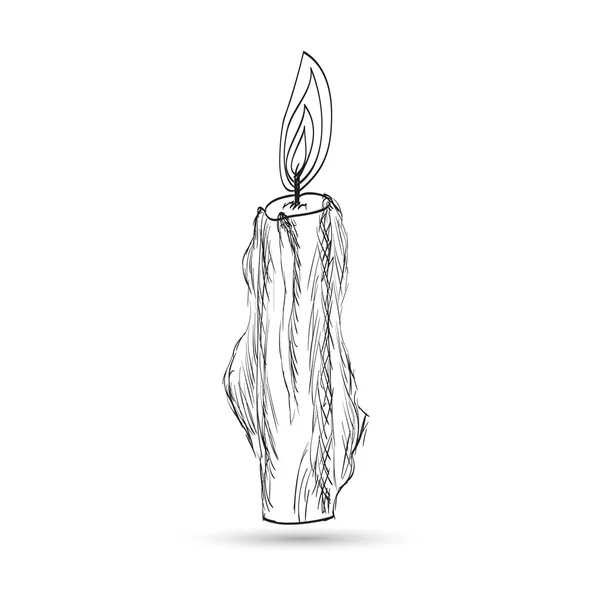 Candle with fire on white background sketch — Διανυσματικό Αρχείο