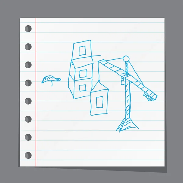 Crane trabajando. Estilo Doodle — Vector de stock