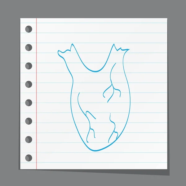 Anatomia del cuore su carta — Vettoriale Stock