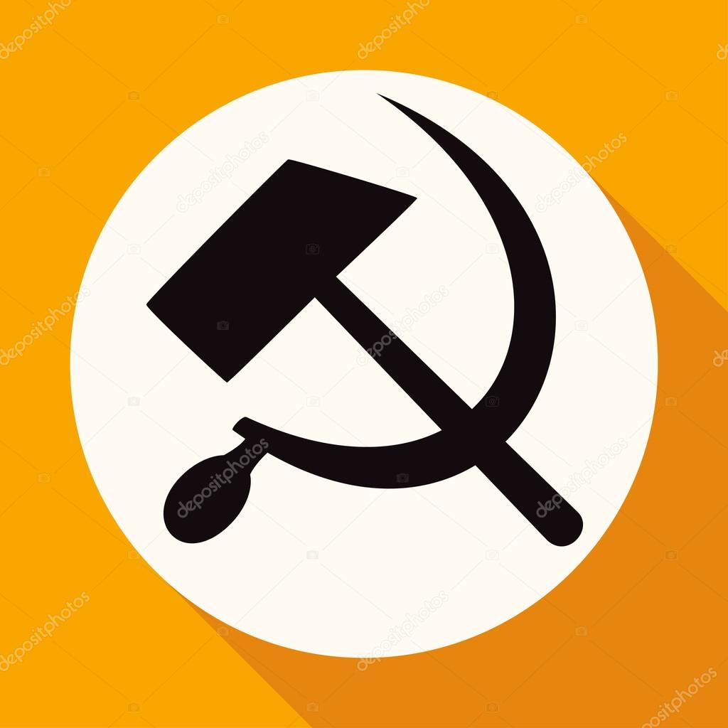 Icon of socialist symbol, sickle, hammer