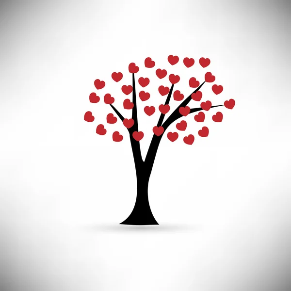 Icono del árbol con corazones de color — Vector de stock