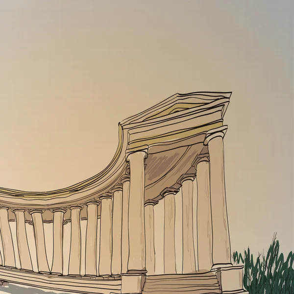 Antico colonnato di Architettura Storica — Vettoriale Stock