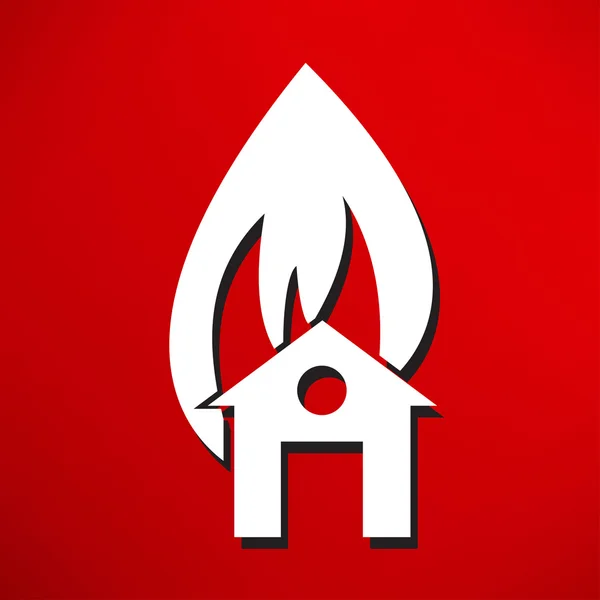 Icono de advertencia de incendio, seguro — Vector de stock