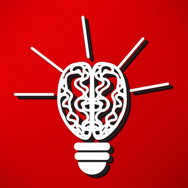 Light bulb with brain, idea icon — Stock Vector