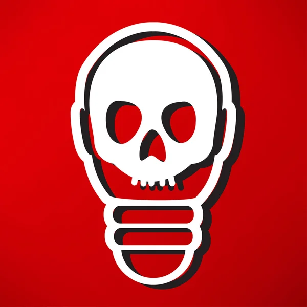 Icon of Light bulb wit Skull — Stock Vector