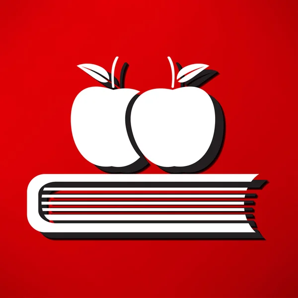 Kitap, elma, okul simgesi — Stok Vektör